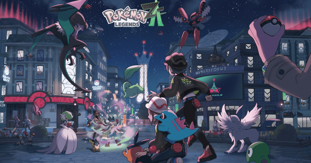 Pokemon Legends Z-A Key Art showing many pokemon in lumious city